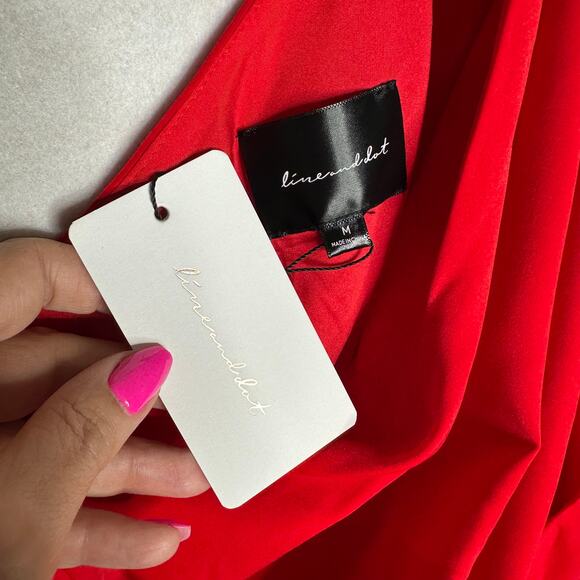 NWT Line & Dot One Shoulder Draped Slit Midi Dress – Red – Size M - Picture 13 of 13